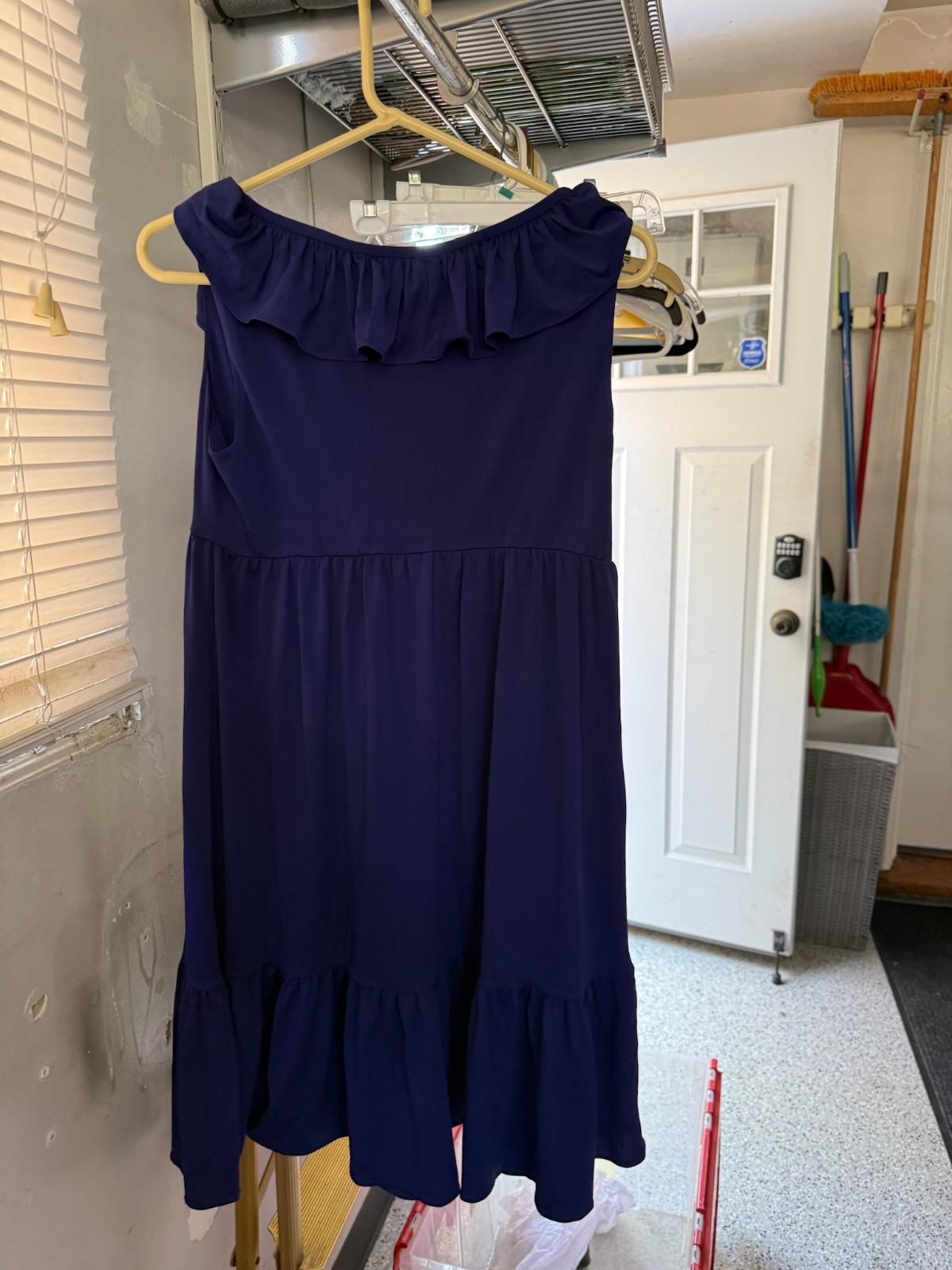 Boston Proper Blue Ruched Sheath Dress Size 6 Cap Sleeve Career Cocktail Stretch