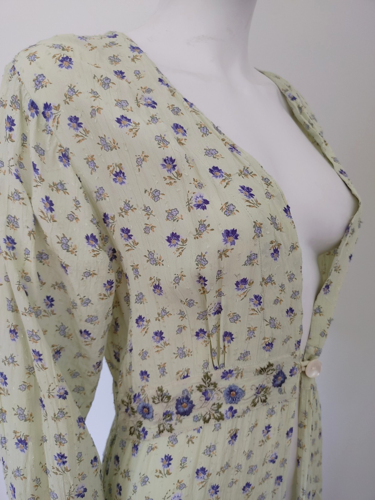 90s Vintage April Cornell Ditsy Floral Prairie Cottage Duster dress Midi M