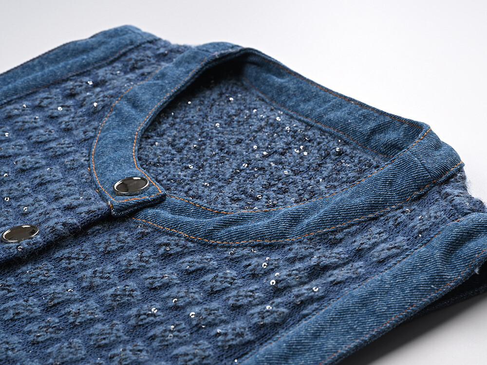 Sandro Blue Waffle Knit Jacket Coats/Trousers /Sleeveless Dresses Women