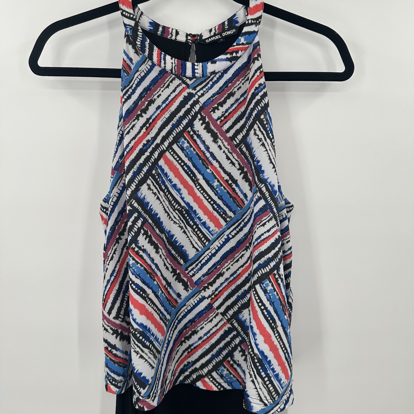 Samuel Dong Sleeveless Drape Colorful Dress Size Medium