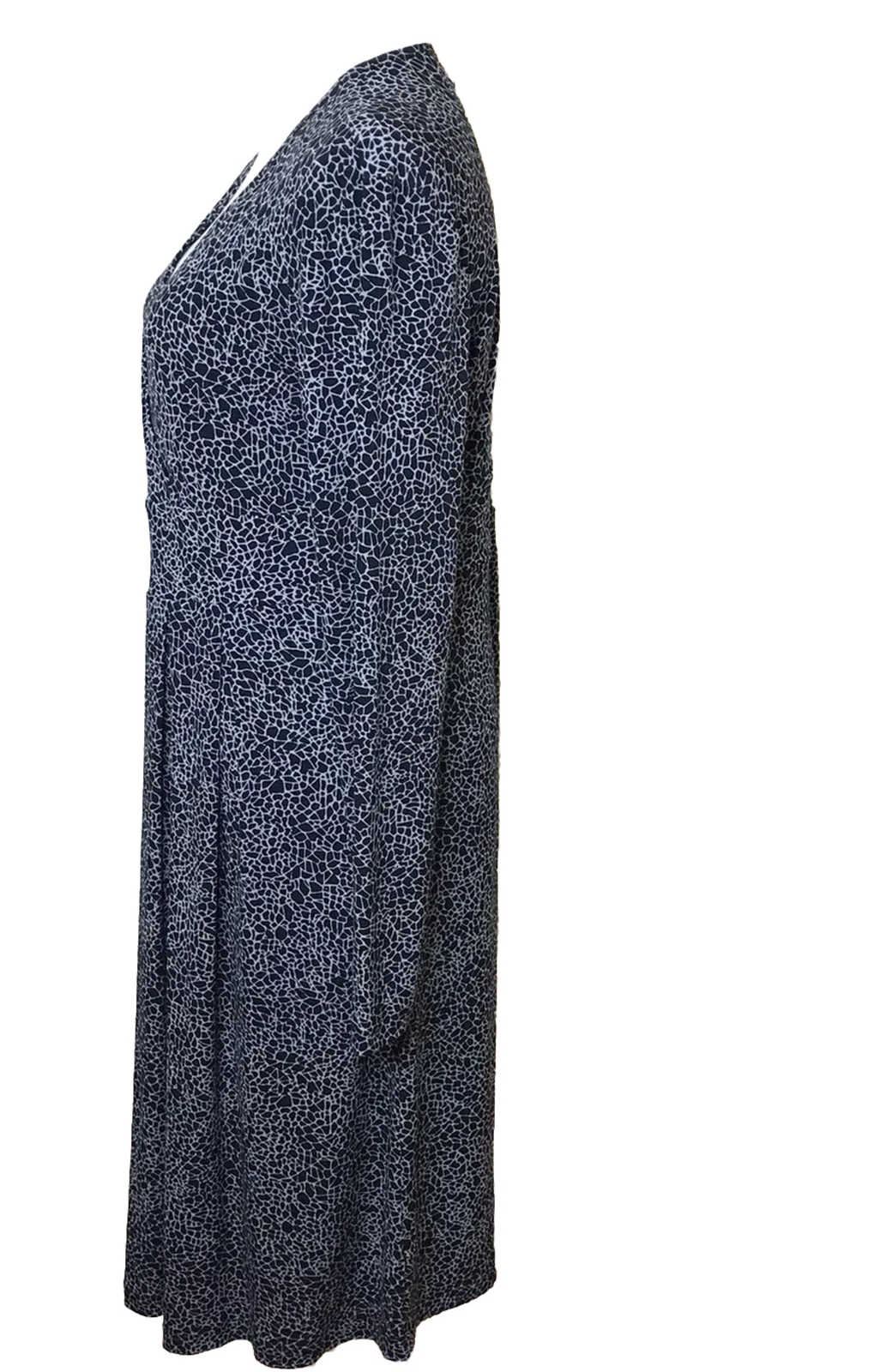 Dialogue Size S Giraffe Print Dress V Neck Faux Wrap Stretch Inverted Pleats
