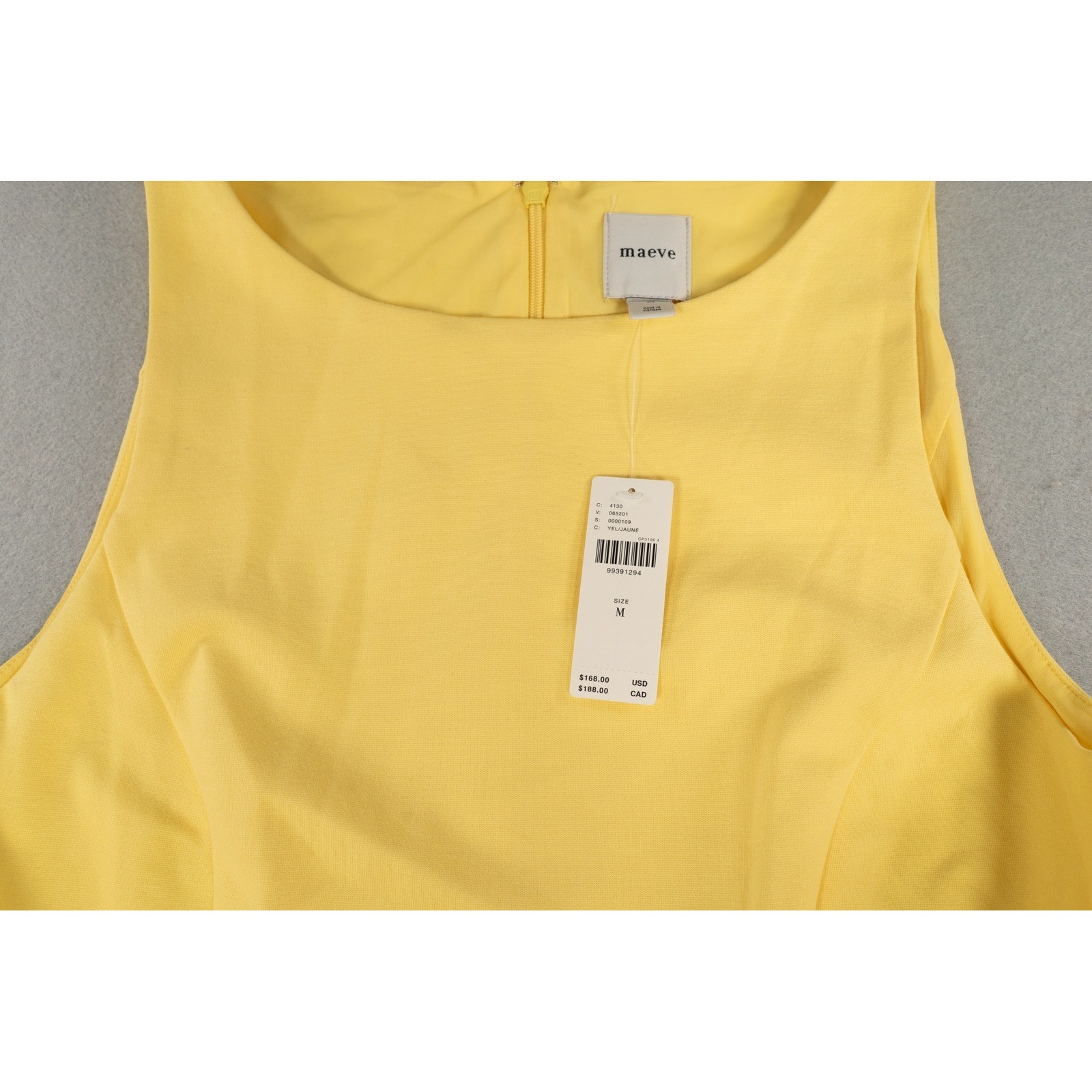 Maeve Anthropologie Yellow Bubble Hem Sleeveless Mini Dress Size M NWT
