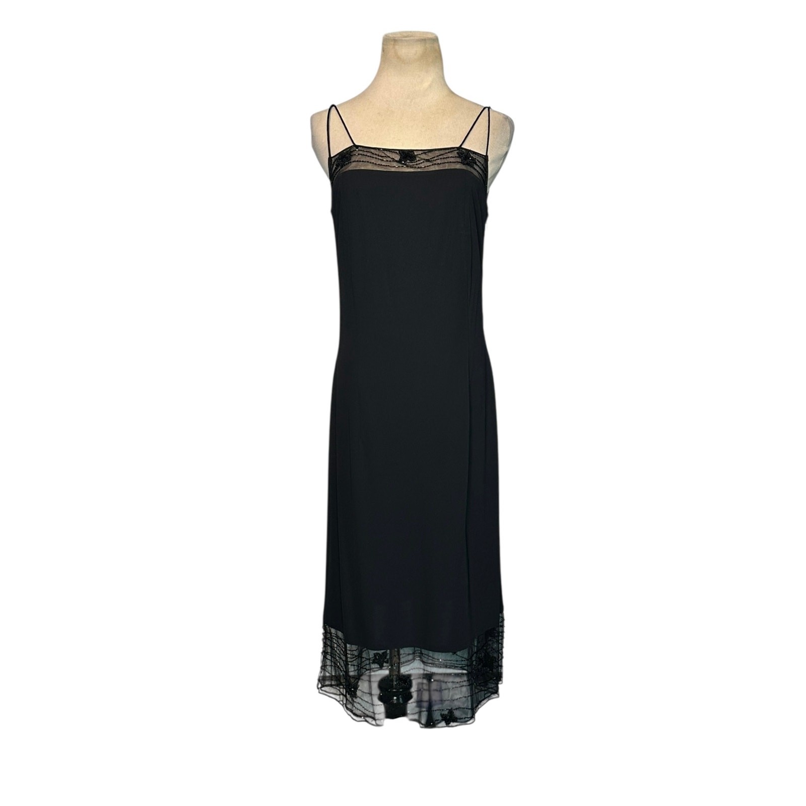 Rimini by Shaw Women’s Black Beaded Midi Party Dress size 8
