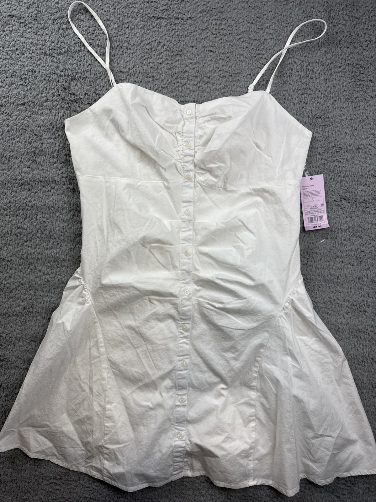 Wild Fable Dress Womens Large White Button Front Poplin Mini A-Line Sleeveless