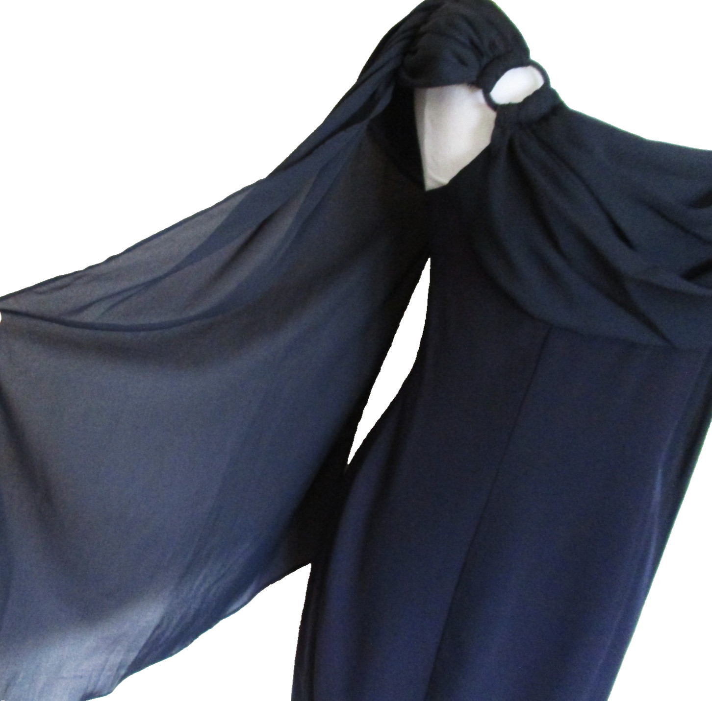 Vintage 90s Rampage Black Chiffon Sheer Cape Cocktail Dress NWT S/M Women