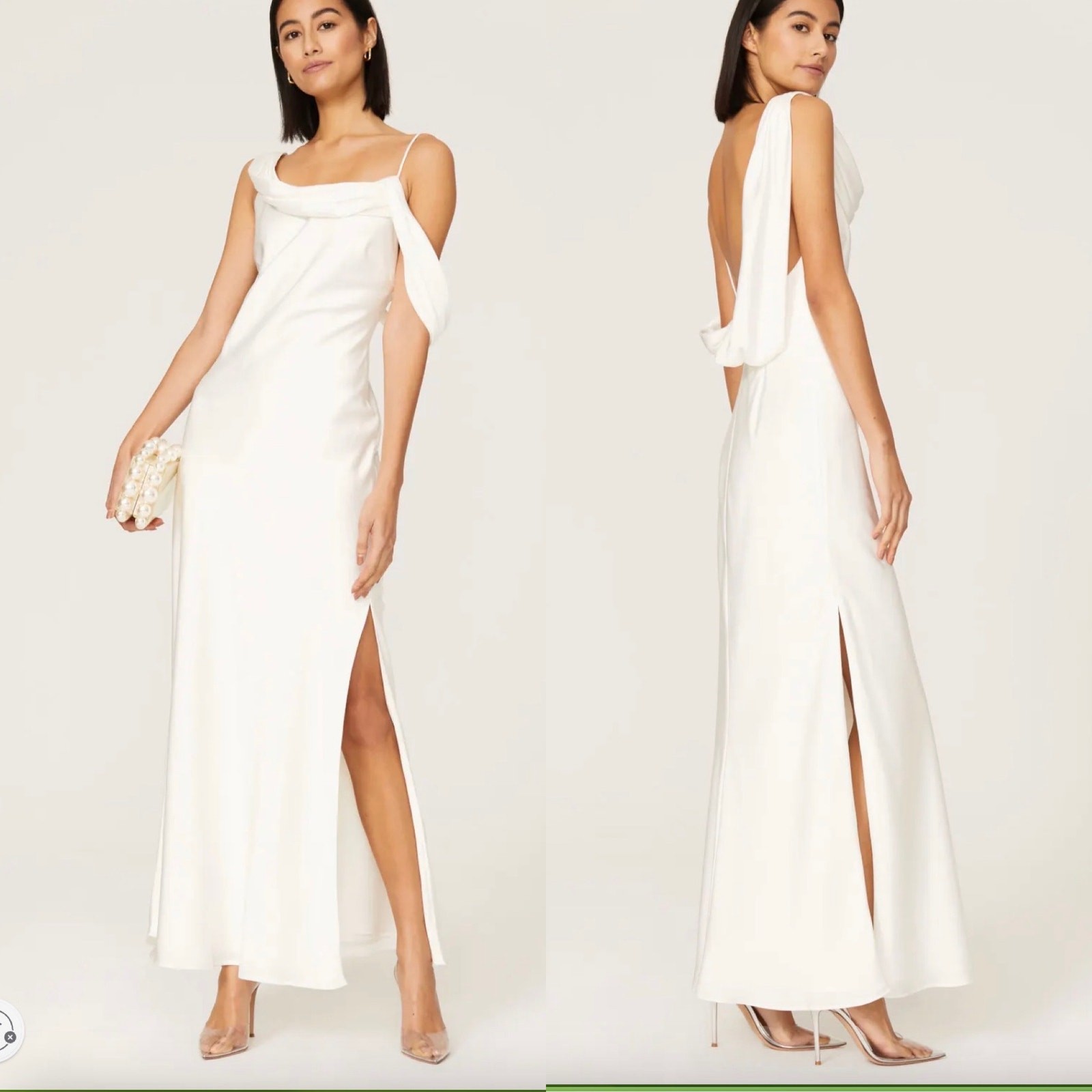 NWOT Fame & Partners Francois Drape Gown – Wedding – White Maxi Dress – Size 16