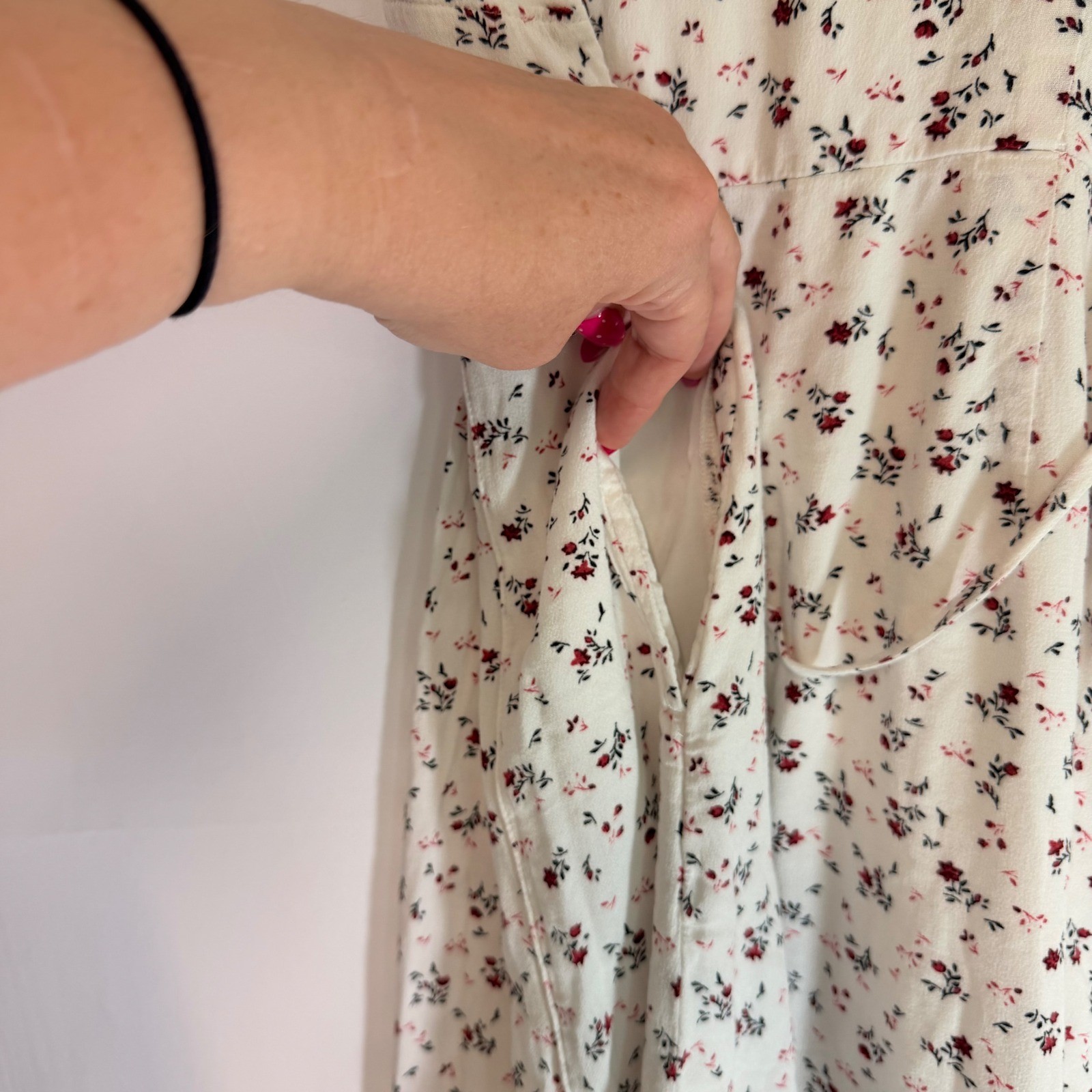 Abercrombie & Fitch Cream Floral Button Front Mini Dress XS Short Sleeve V-Neck