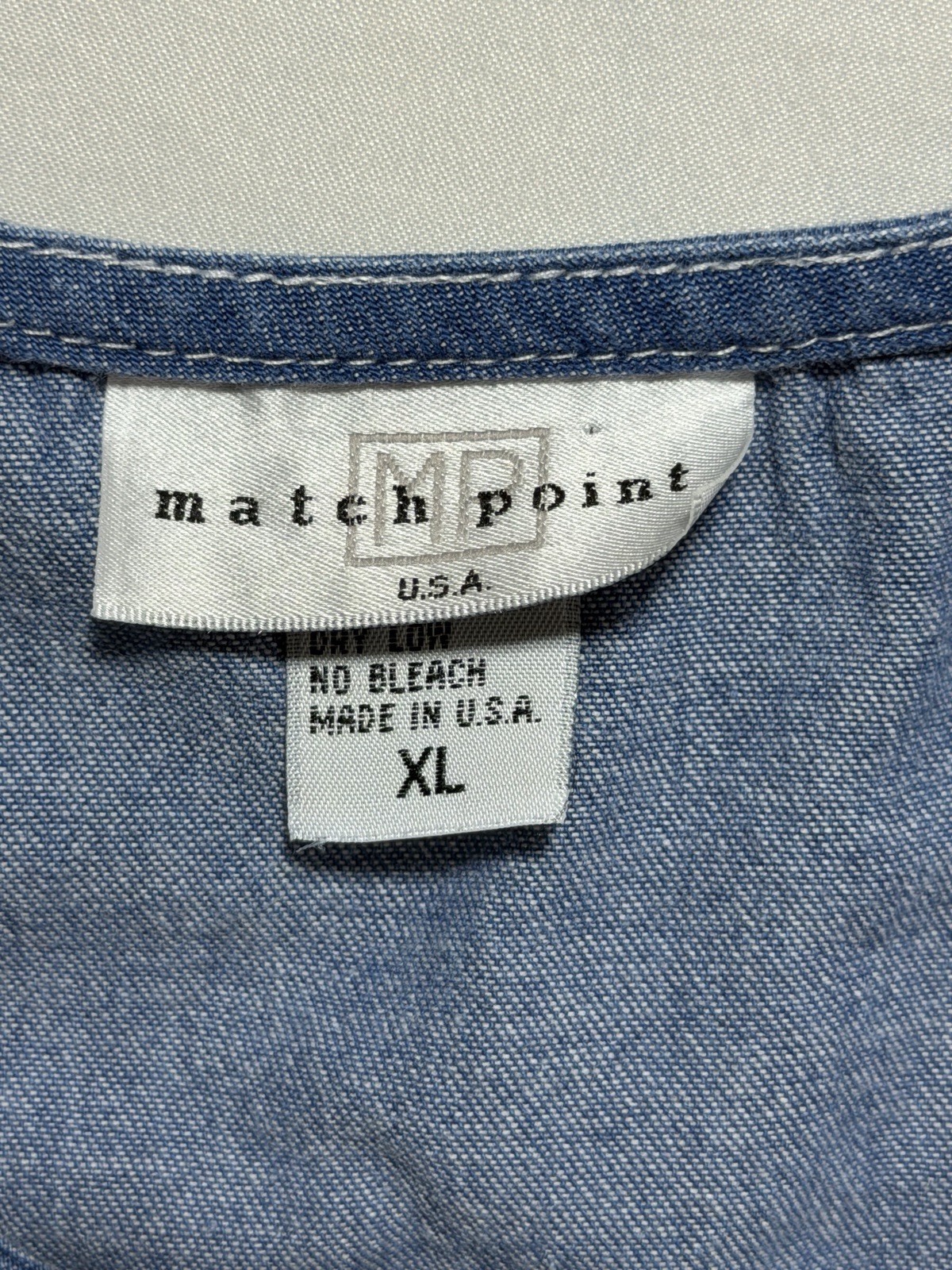 Match Point USA Vintage Denim Shift Dress XL Gold Fish Seashell Print Pockets
