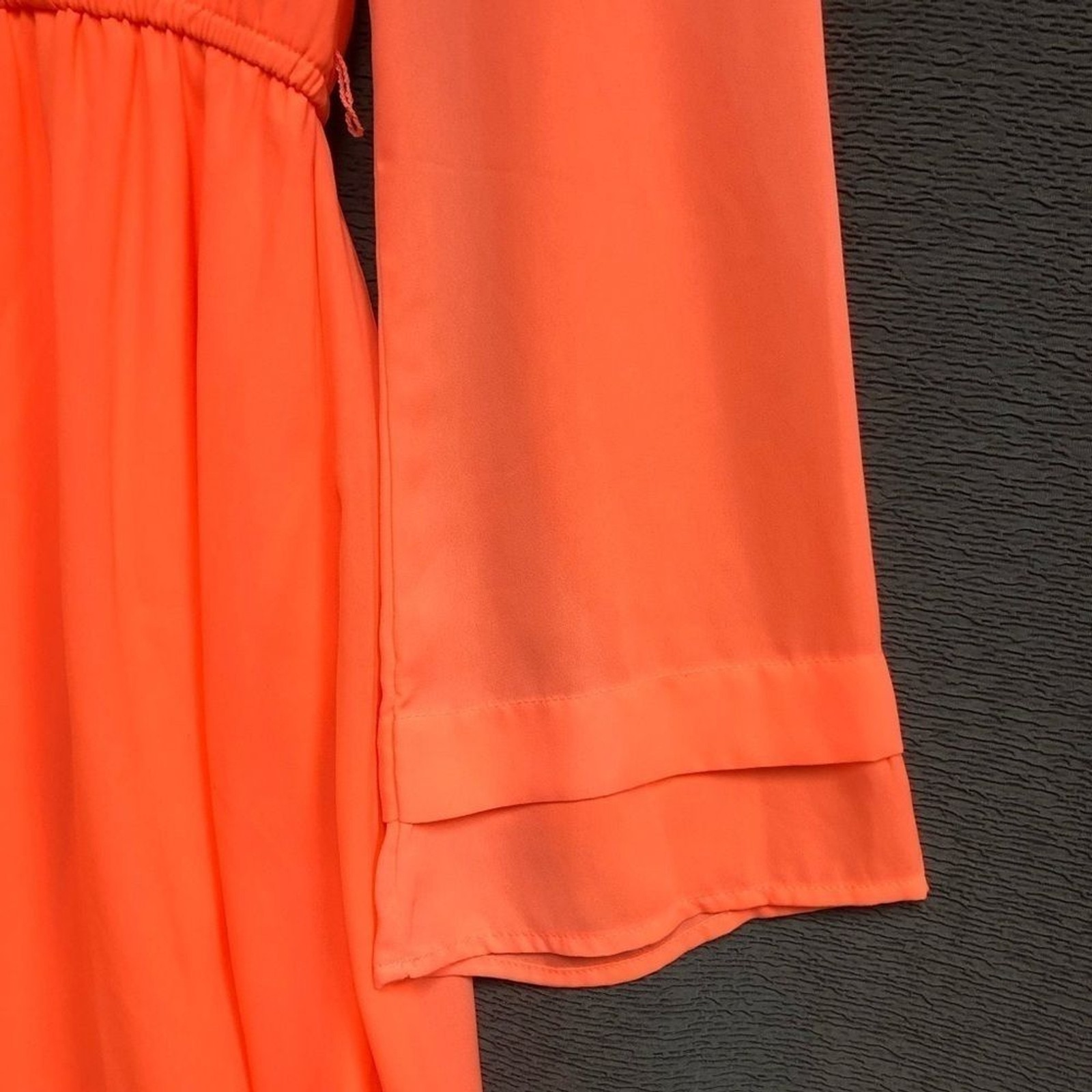 GB small tangerine, orange chiffon cross bodice elastic waist, flare sleeves