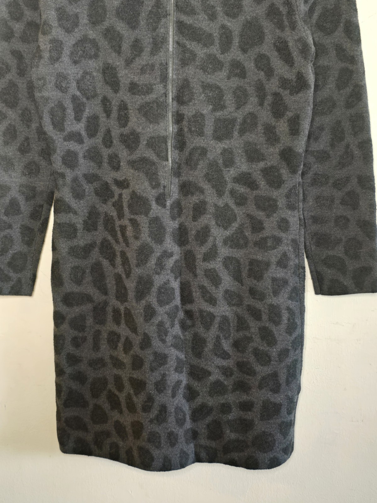3.1 Phillip Lim Leopard Wool Sheath Dress Women’s Medium Black Gray Designer