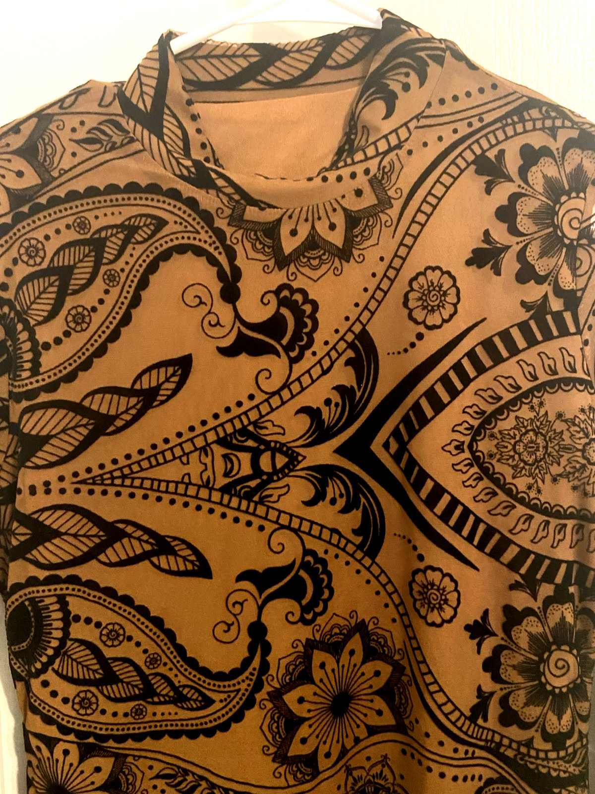 Shen Sheer Lined Polyester Woman’s Dress Brown/Black Sz. L 8/10