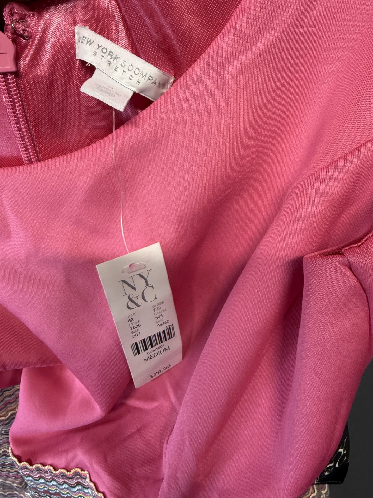 NWT New York & Company Pink & Multicolor Textured Zig Zag Mini Fit & Flare Dress