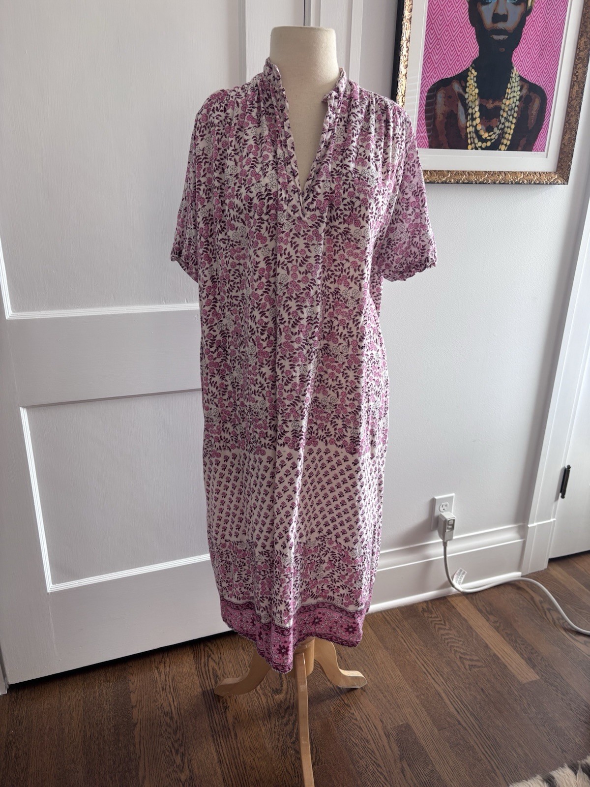 Matta NY Pink, Cream And Red Midi Dress With Pockets Size Medium