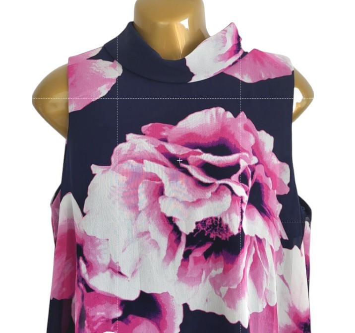 Eliza J Size 12 Multi-Colored Floral Chiffon Overlay Dress Back Zip Black Pink