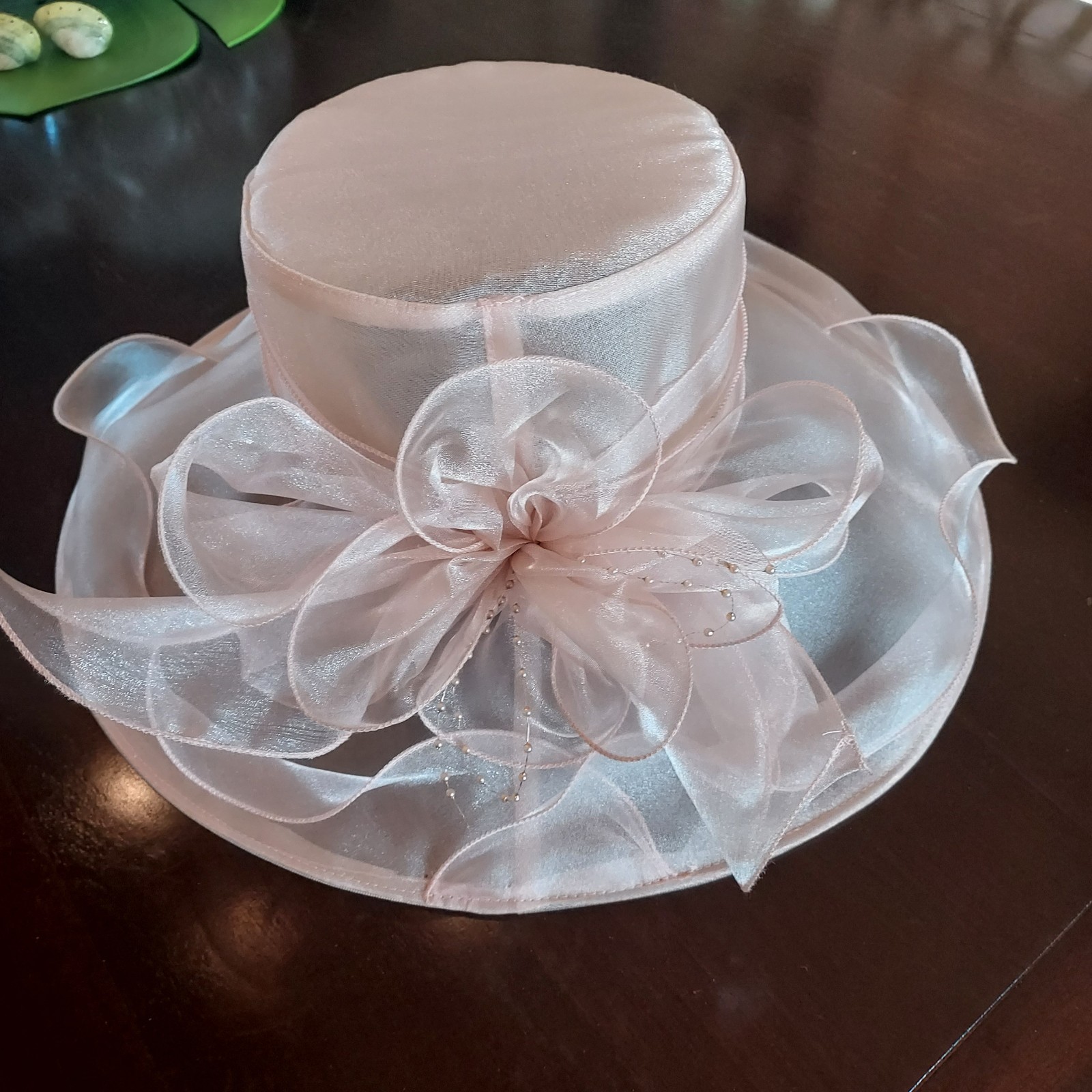Sky and Sand Peach Floral Sleeveless Midi Dress Ruffle Tie Smocked with Hat.