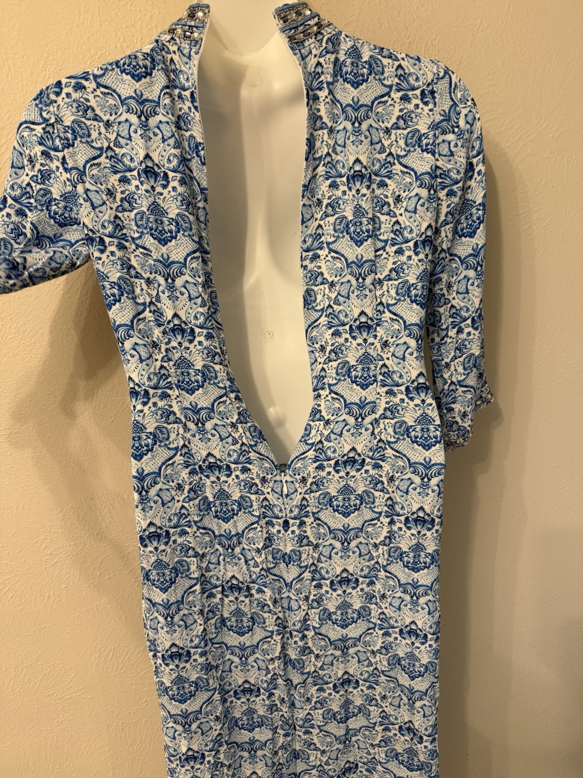Nicoblu Shalimar Long Tunic Dress size 4 maxi Sapphire Jewel Embellishment