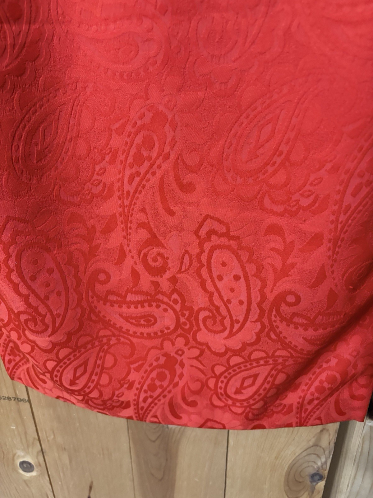 VTG Red Paisley Print Chinese Qipao Dress Cheongsam Maxi 70s Women’s S
