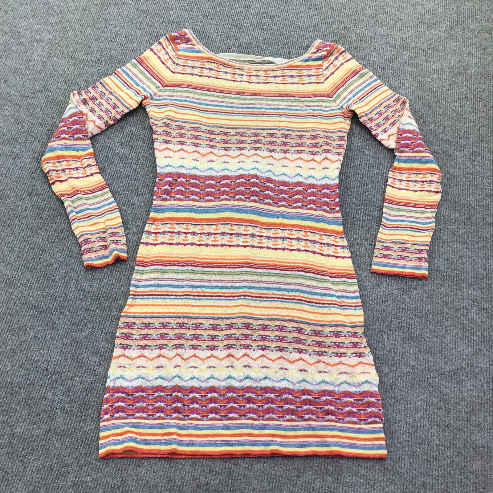 Torn By Ronny Kobo Dress Womens Medium Multicolor Knit Stripe Scoop Back