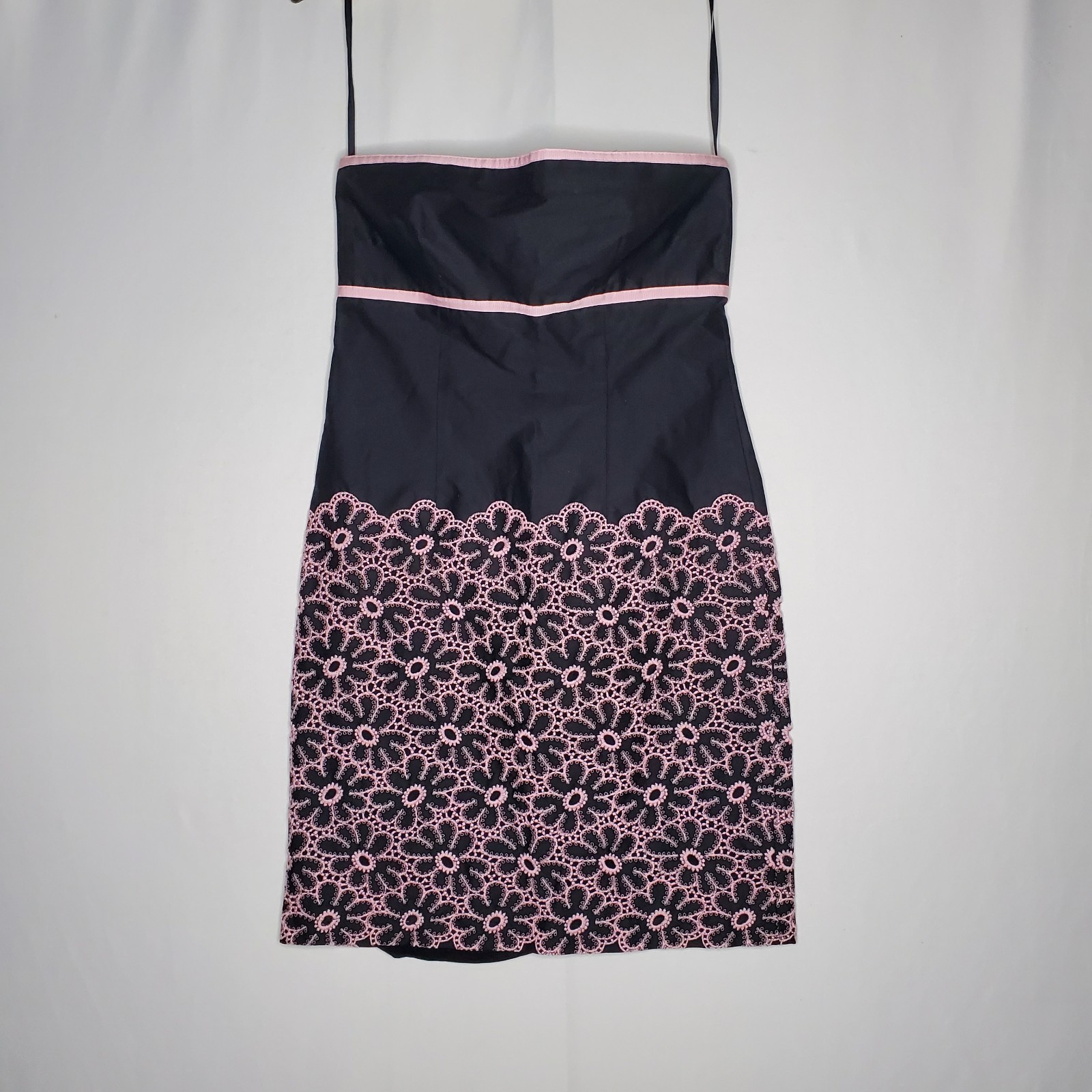 Cynthia Steffe Dress Medium Y2K Embroidered Flower Black Pink Whimsygoth Y2K