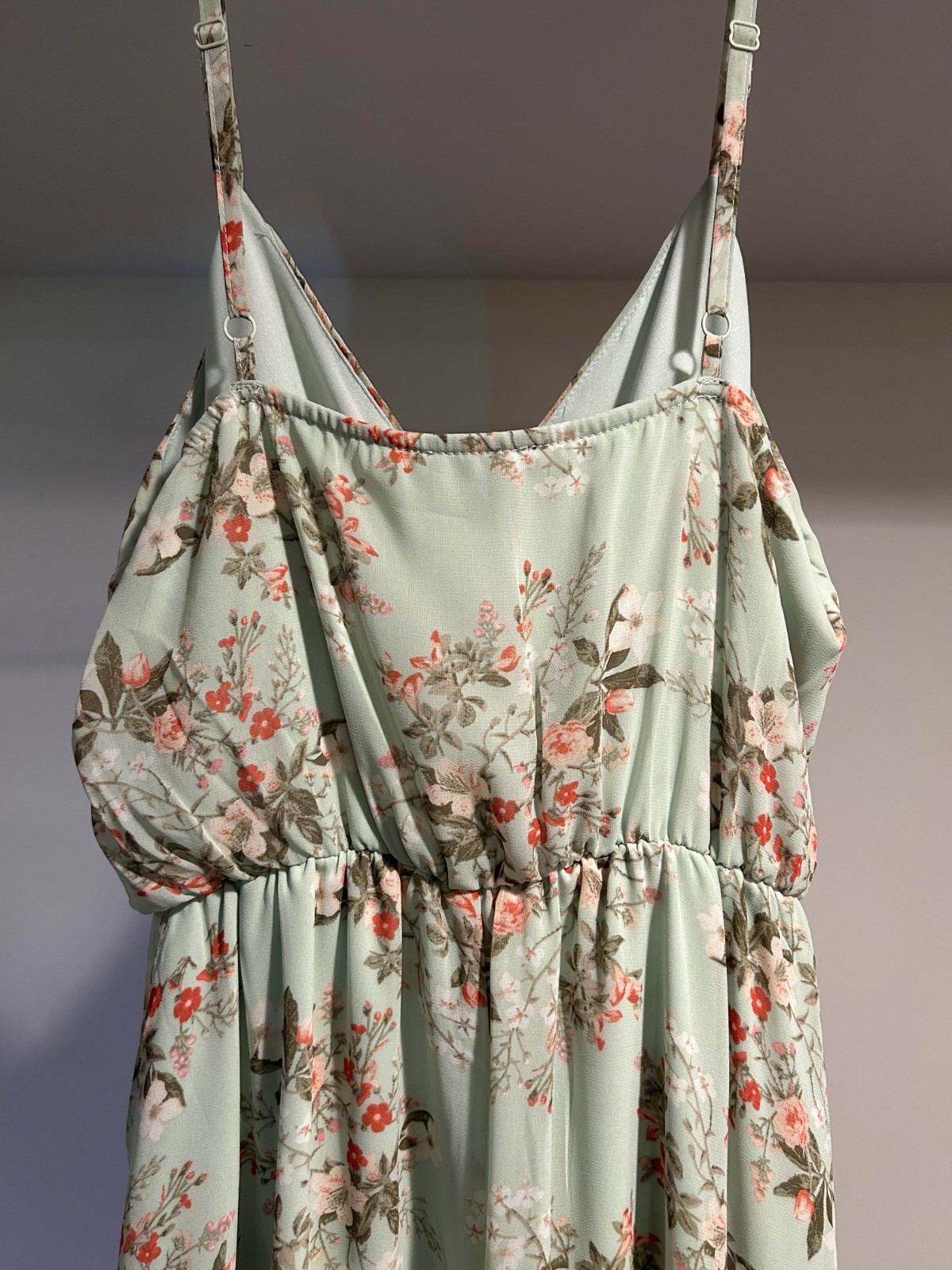 As U Wish Floral Dress Size Medium Mint Green Dress White and Red Flowers