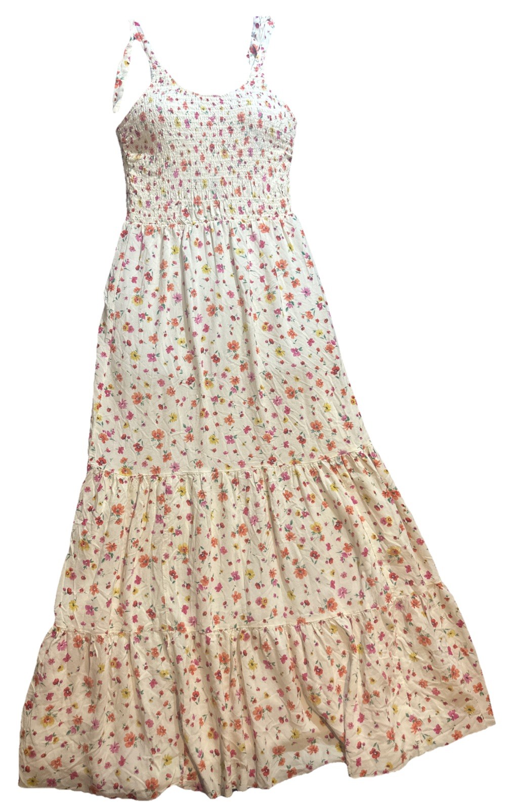 Bailey Blue Womens Smocked Tiered Floral Cottagecore Midi Dress Size L Whimsical