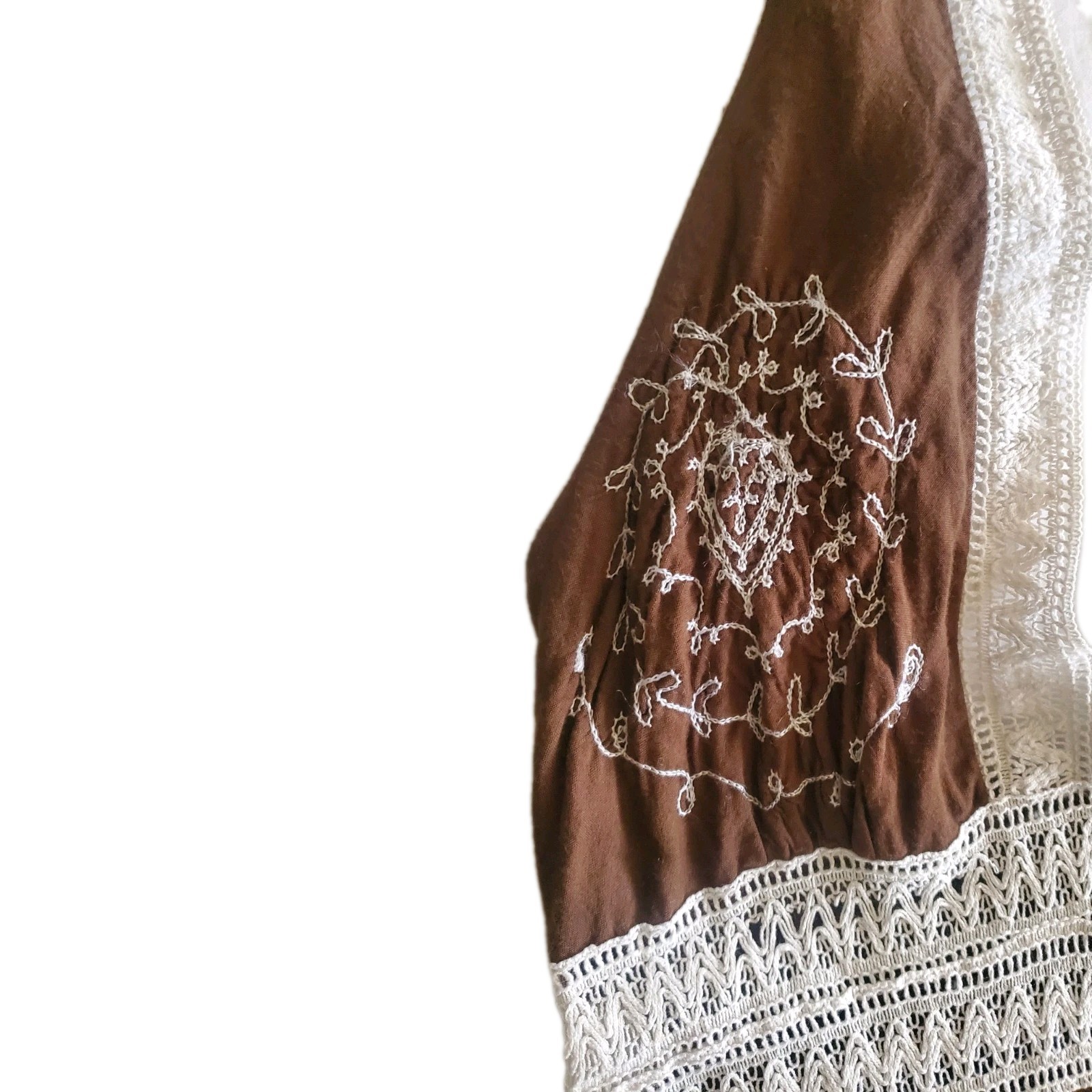 My Choice Size L Boho Embroidered 100% Rayon Halter Dress