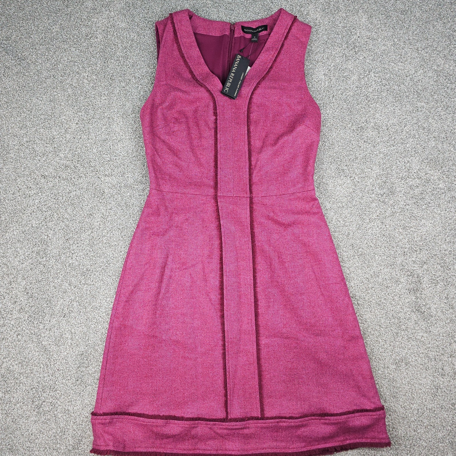 Banana Republic Dress Raspberry Women Sz 2 Luxury Italian Flannel Wool Blend NEW