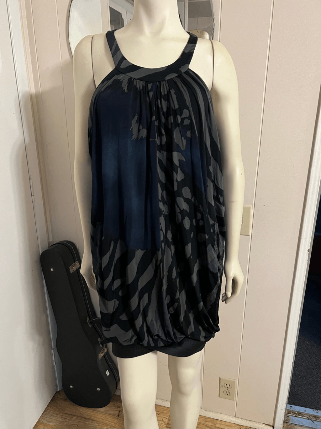 Yigal Azrouel Israel Runway Designer Jersey Multi Colored Draped Sleeveless Mini