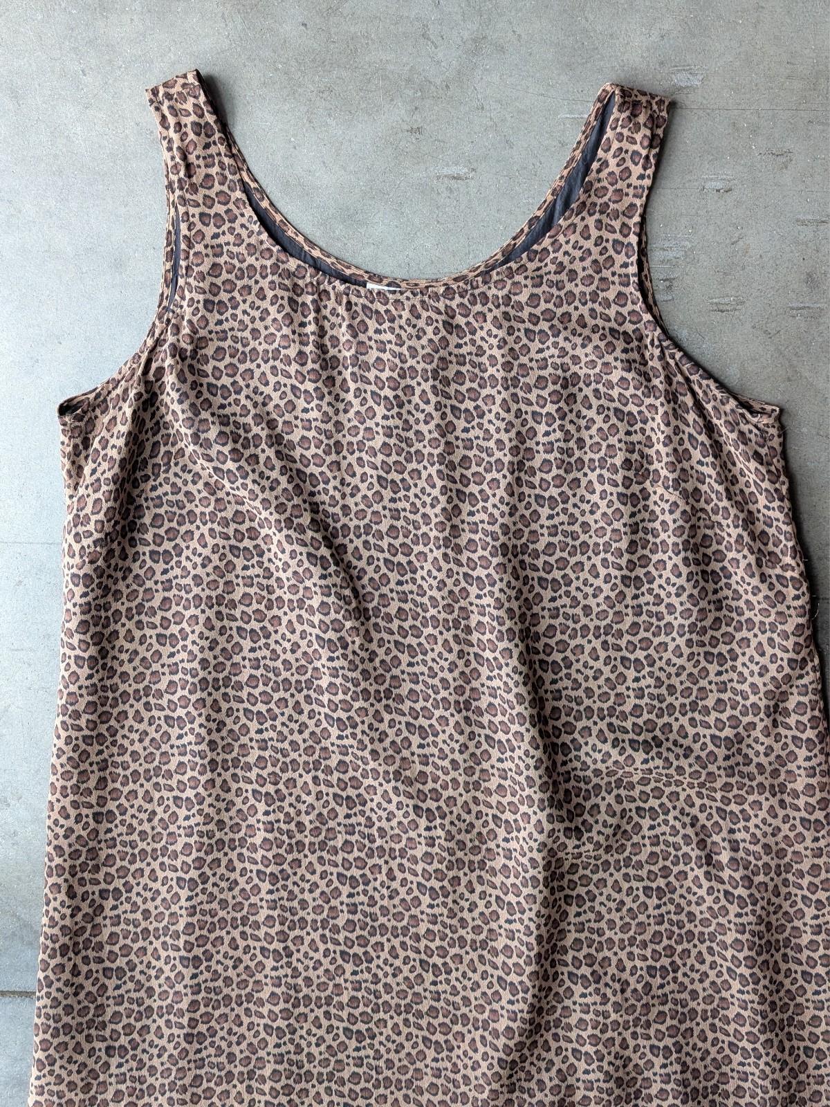 Vintage 90s Robbie Bee Silk Brown Tan Leopard Cheetah Animal Print Shift Dress