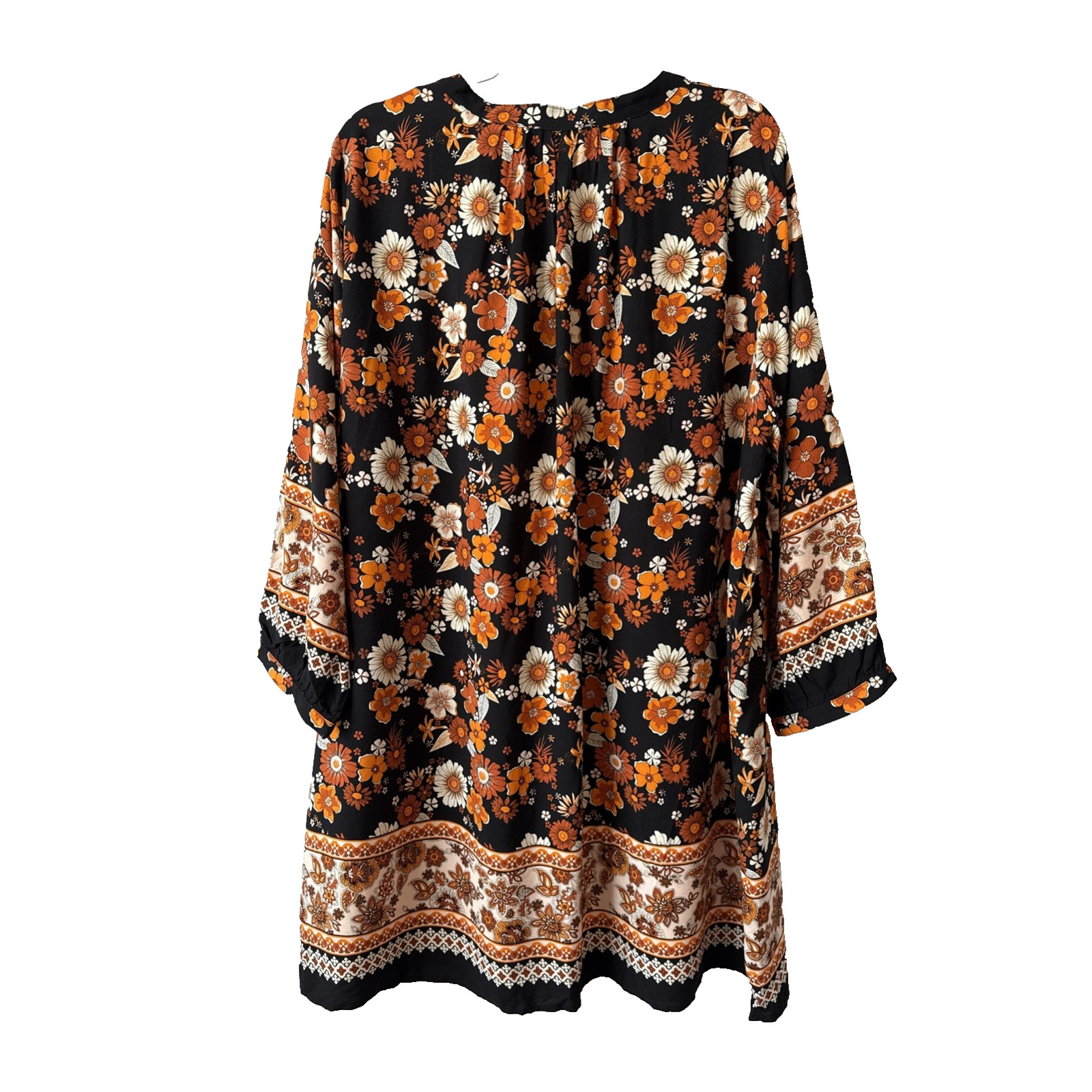 First Love By Lovelyn Floral Pintuck Rayon Tunic Dress Womens 2X Whimsigoth Boho