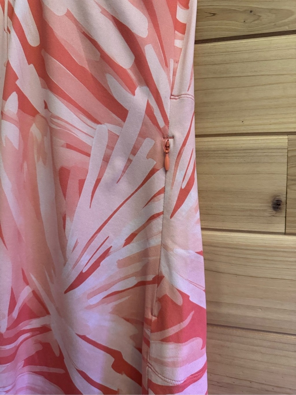 Title Nine Large Peach Abstract Built In Bra Yes Active Stretchy Dress Pockets