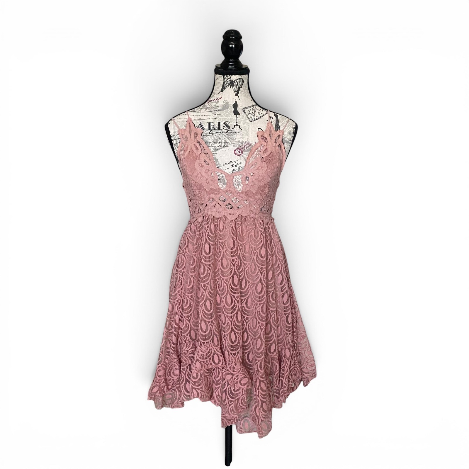 Free People Adella Slip Lace Dress Women S Pink Boho Romantic Fairycore Feminine