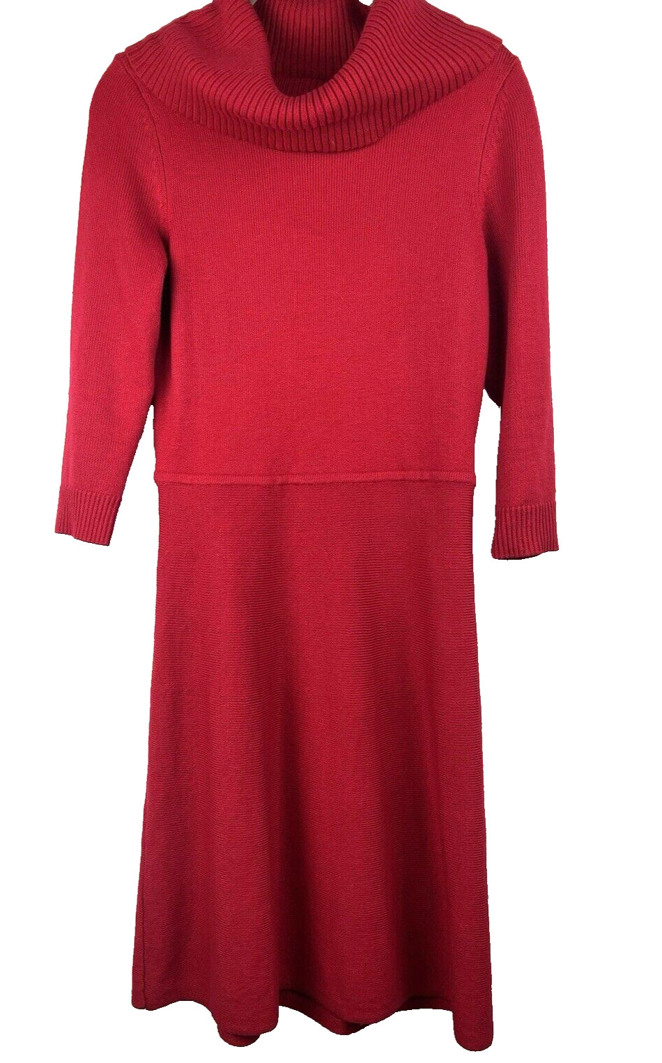 Talbots Turtleneck Mini Dress Small Petite Solid Red Long Sleeve Sweaterdress