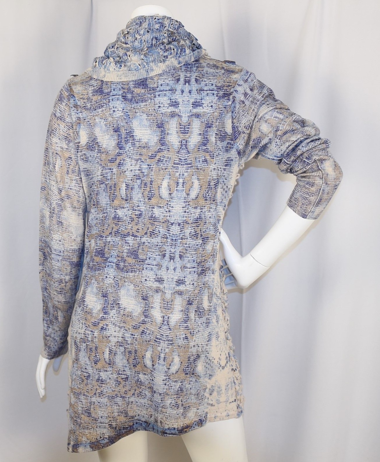 ALBERTO MAKALI Milano Blue Multicolor Acrylic Wool Women Sweater Dress Size L