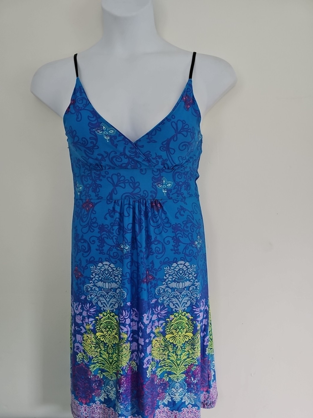 Lagaci Sundress Slip Dress Large Multicolor Floral Adjustable Spaghetti Straps
