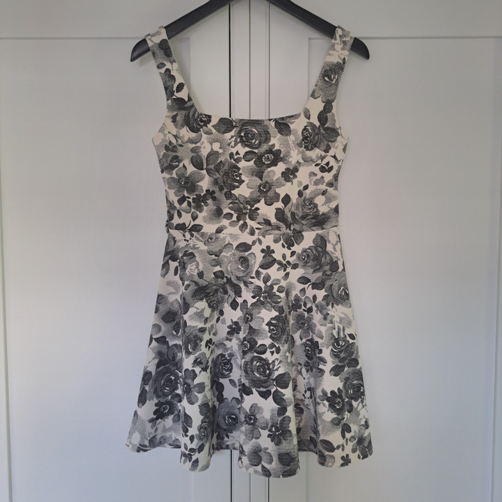 Atmosphere Women’s Skater Dress UK 10 Black Cream Floral Textured Smock Dress