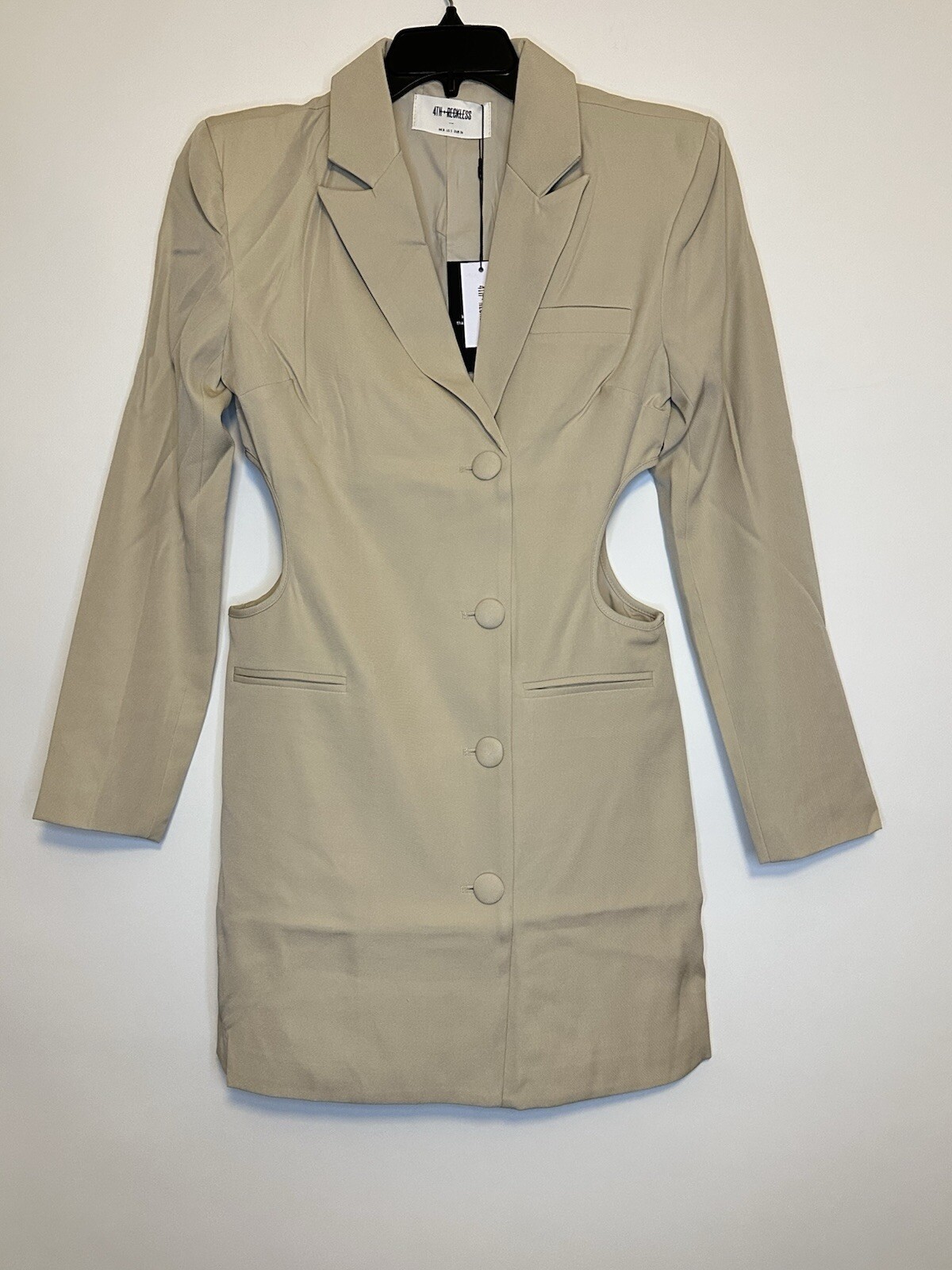 4th & Reckless Size Small Beige Side Cut Out Brownwyn Blazer Dress