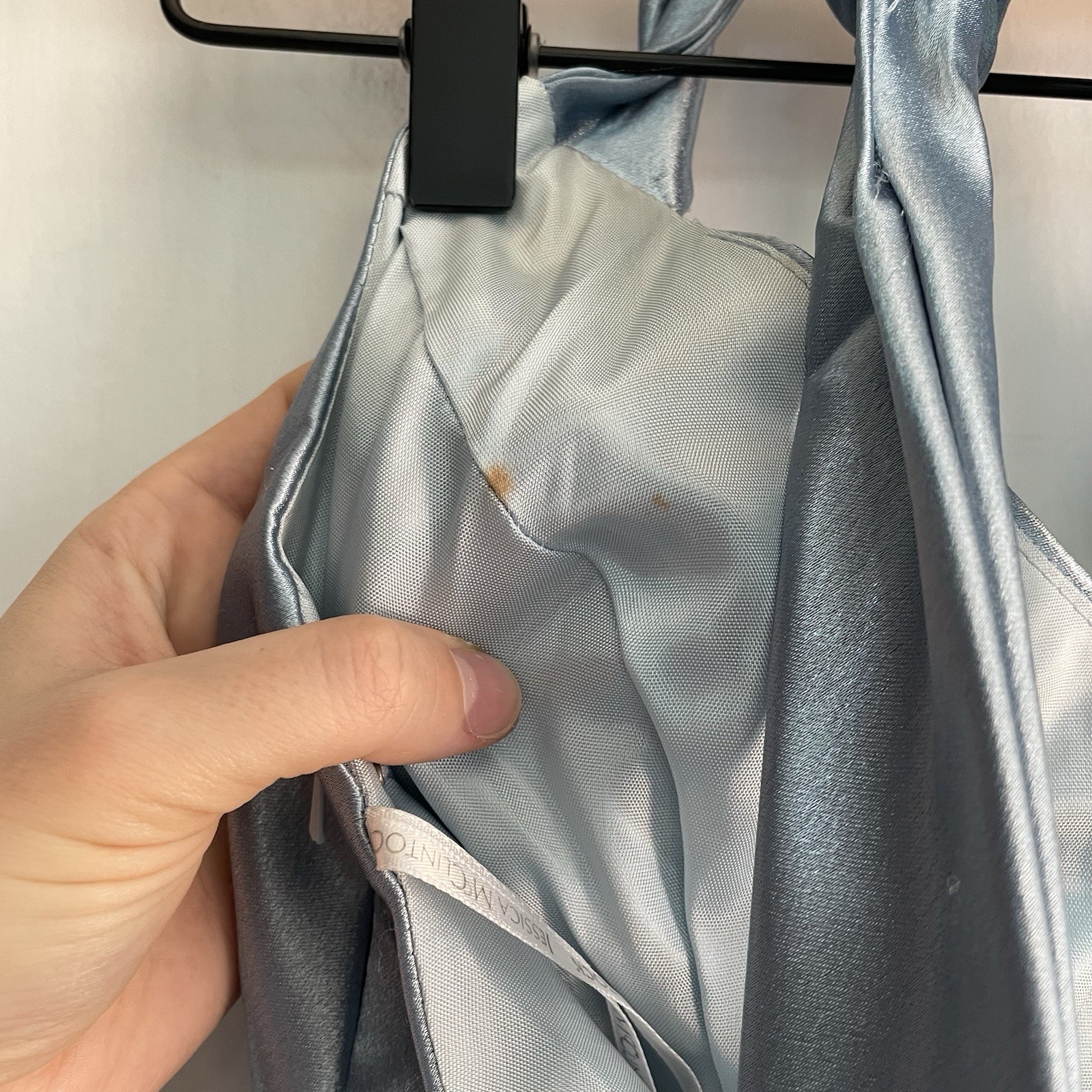 NWT Vintage Jessica McClintock for Gunne Sax Dress Light Blue Satin Halter Sz 6