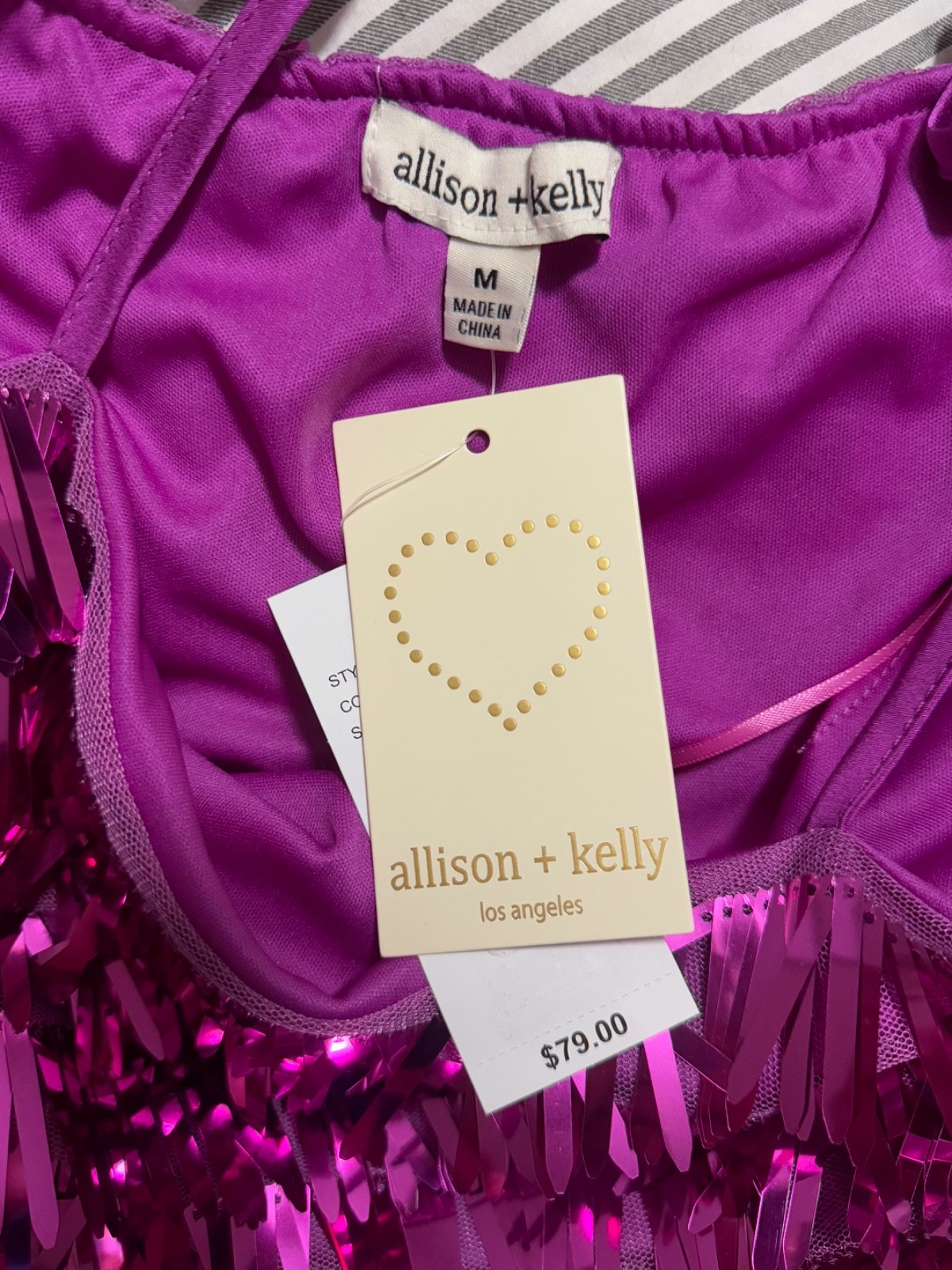 Allison + Kelly Girls Sequin Fringe Dress Size M NWT Purple Party Dillard’s $79