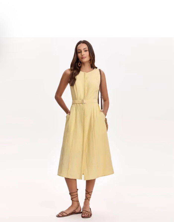 Women Belted Midi Dress – A New Day Yellow XS