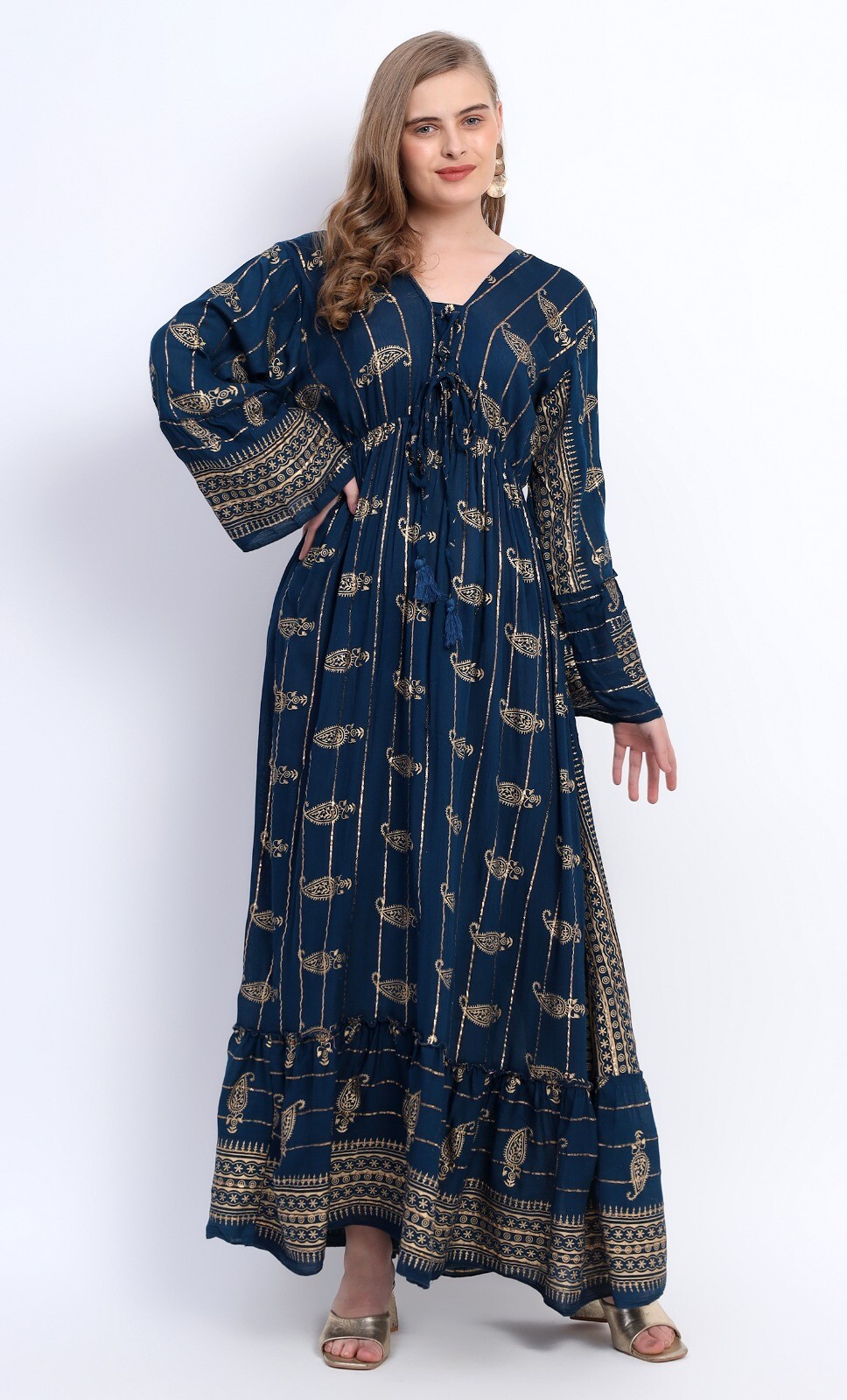 Elegant Bohemian Maxi Dress Formal Pockets Trendy Fashion One Size 8 10 12 14 16