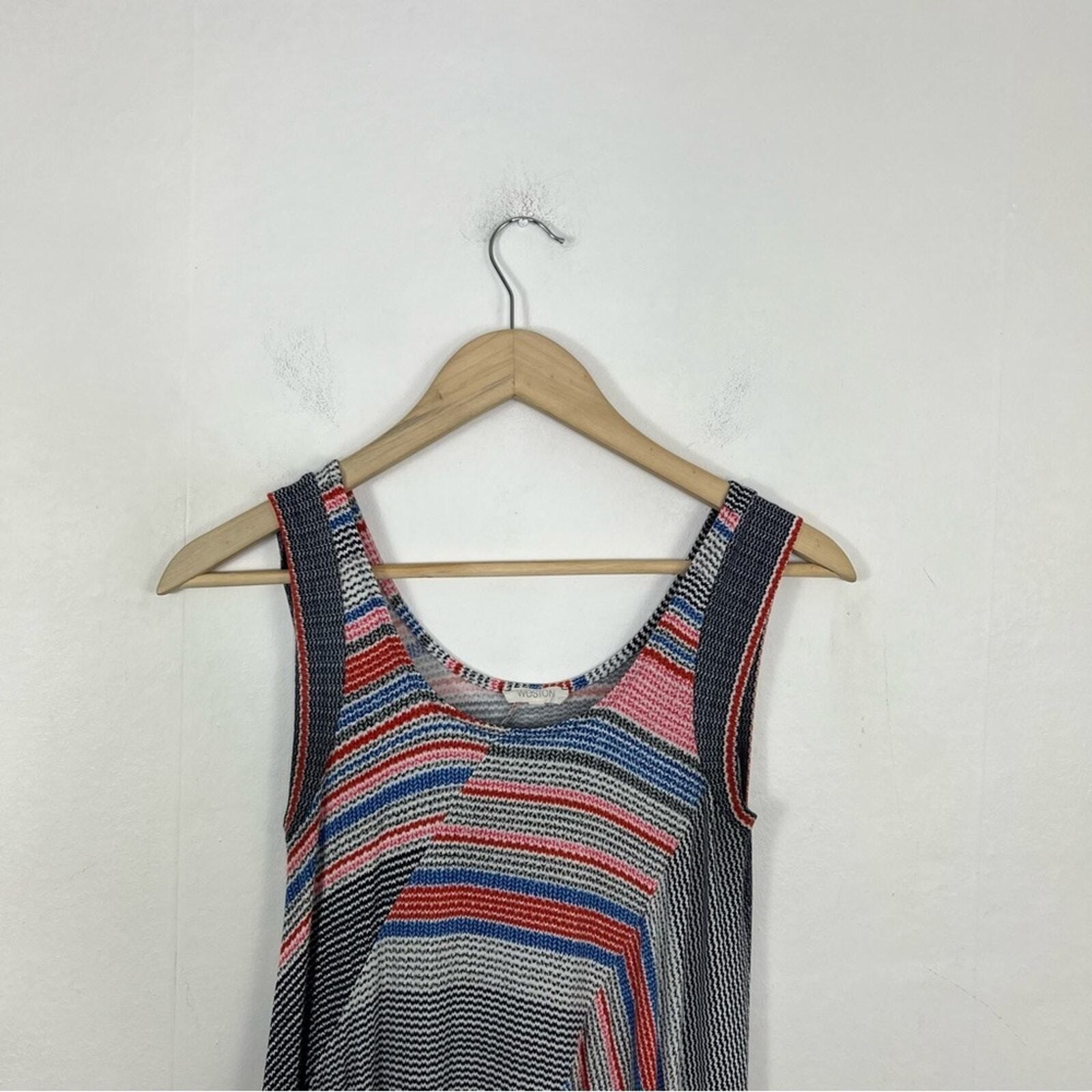Anthropologie Weston Amaya Handkerchief Hemline Striped Sleeveless Swing Dress