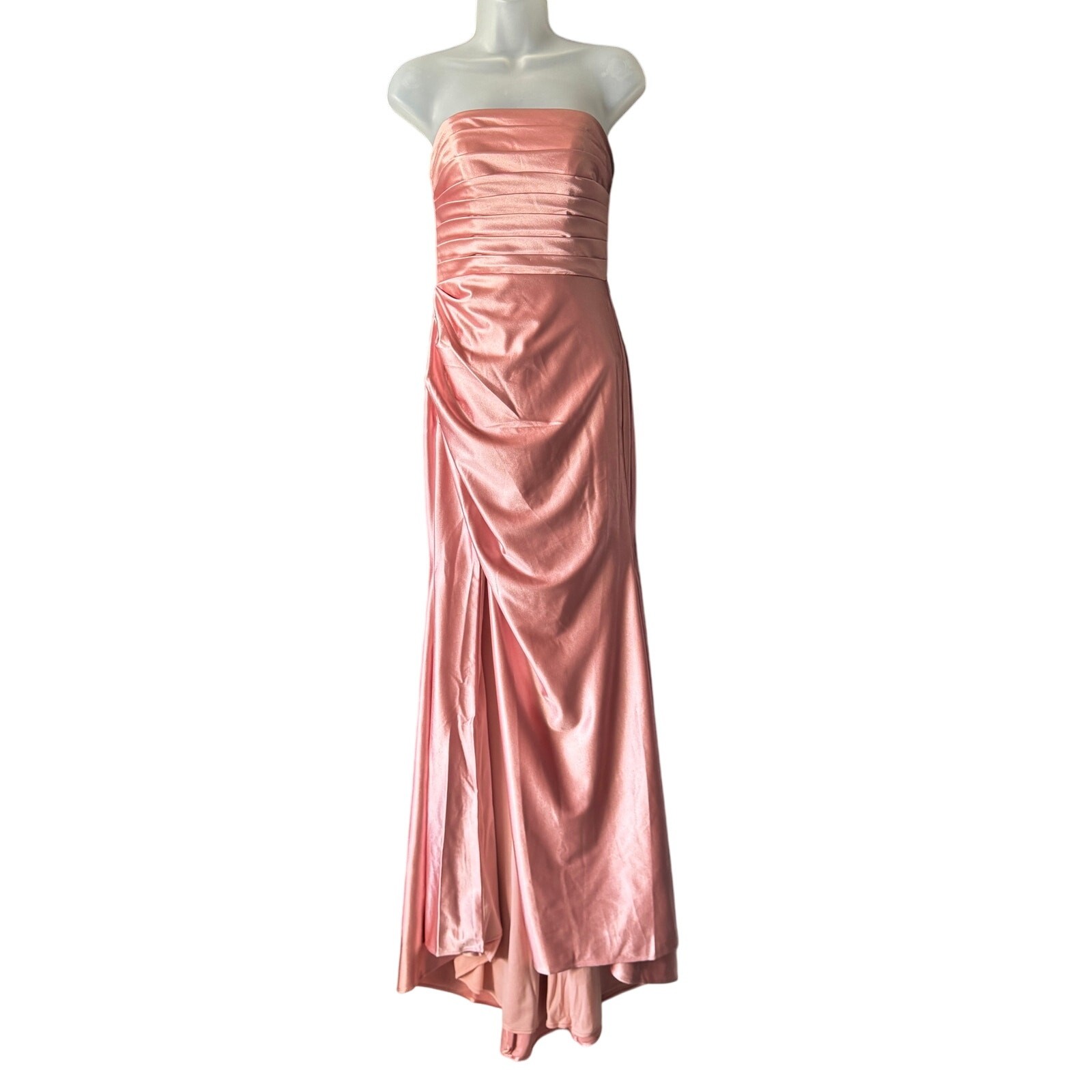 Stacees Dress Women 4 Dusty Pink Prom Silk Like Satin Floor Length Slit Bodycon