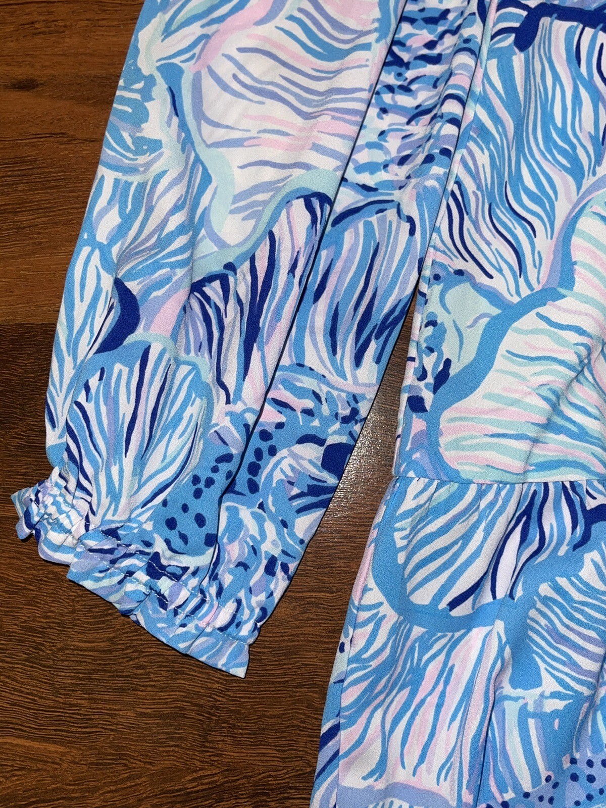 Lilly Pulitzer LARGE Blue Fishful Thinking WINONA SWING DRESS Lileeze Tiered NWT