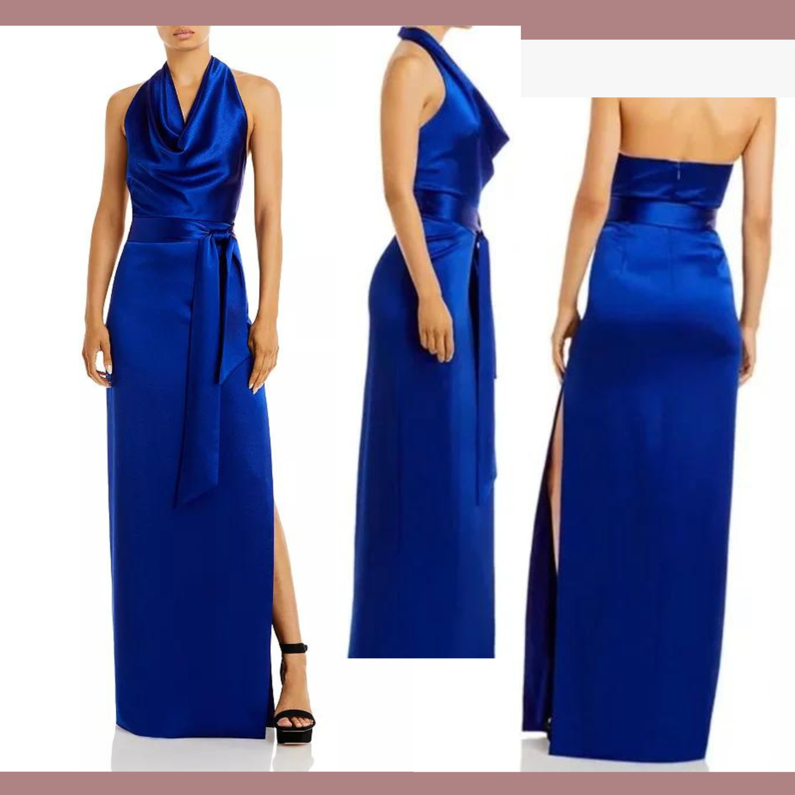 NWD Aidan by Aidan Mattox [ 6 ] Satin Cowl Neck Gown in Royal Sapphire #G1212