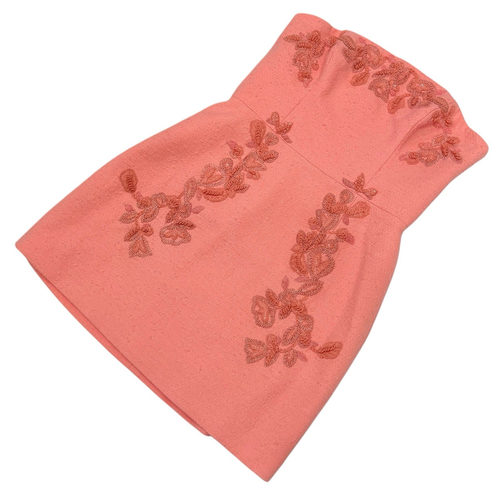Carolina Herrera Embroidered Strapless Mini Dress Sunset Coral SZ 12 NWT $3490