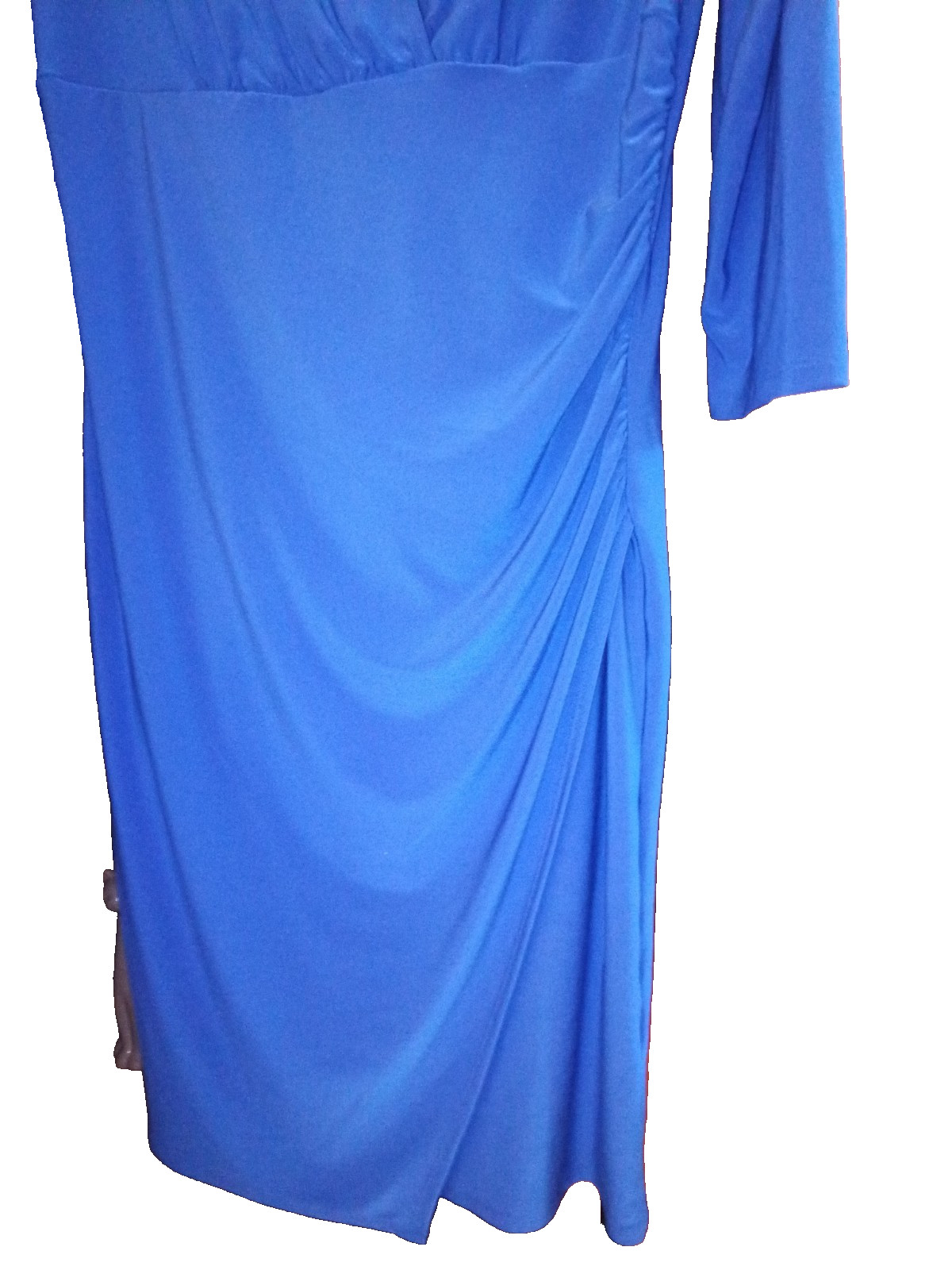 White House Black Market Royal Blue size large dress slimming knit lined ruched