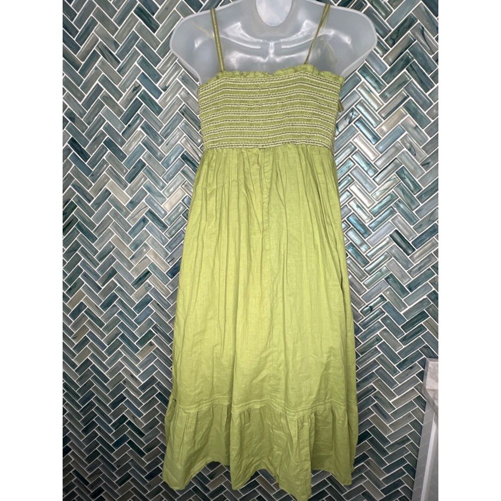 MOSSIMO GREEN SMOCKED TIE SHOULDER STRAPS FLOWY AIRY BOHO RUFFLE SUNDRESS MEDIUM