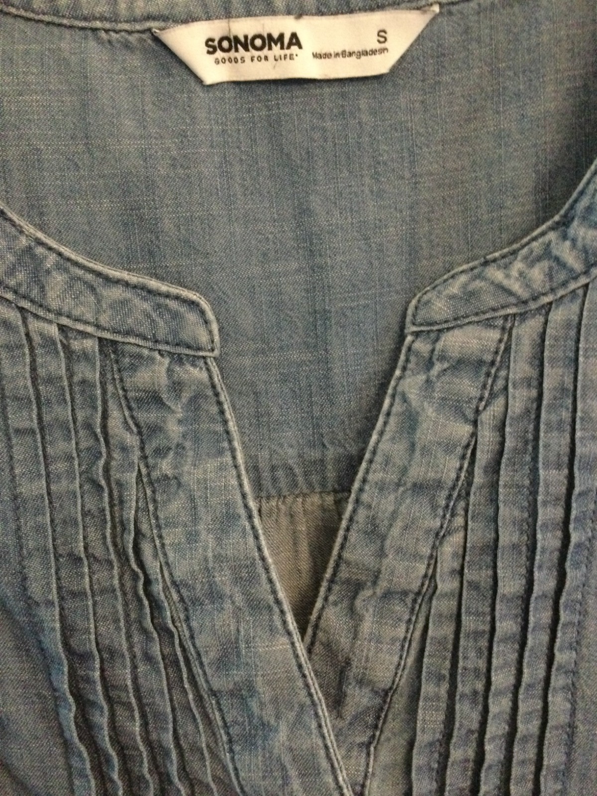 🌺SONOMA Blue Denim Chambray Mini Dress Size Small Pintucks Sleeveless NWOT🌺