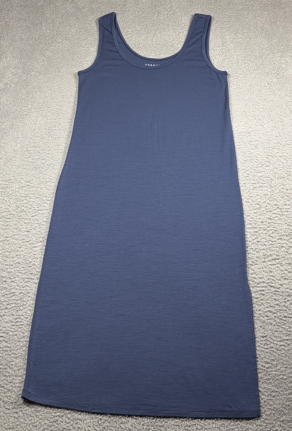 Unbound Merino Midi Travel Dress Womens S Blue Merino Wool Blend Tank-READ